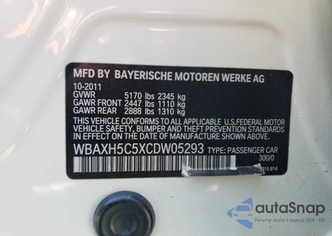 2012 BMW 528 Xi from USA, damaged, VIN WBAXH5C5XCDW05293